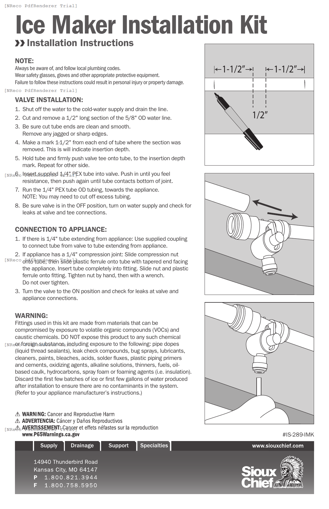 289-IMK04 - PUSH FIT ICE MAKER KIT - INSTRUCTION SHEET.PDF Technical Document